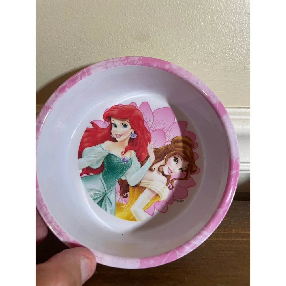 Zak Designs Disney Princess Melamine Bowl Ariel Belle Pink White Kids Dish